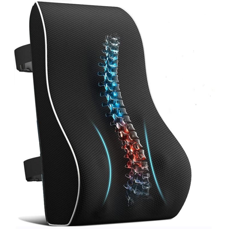 Perna ortopedica pentru support spate Arvada din Spuma cu Memorie, husa detasabila si design ventilat, 45x40x13cm, 700g, Memory Foam Pillow, neagra