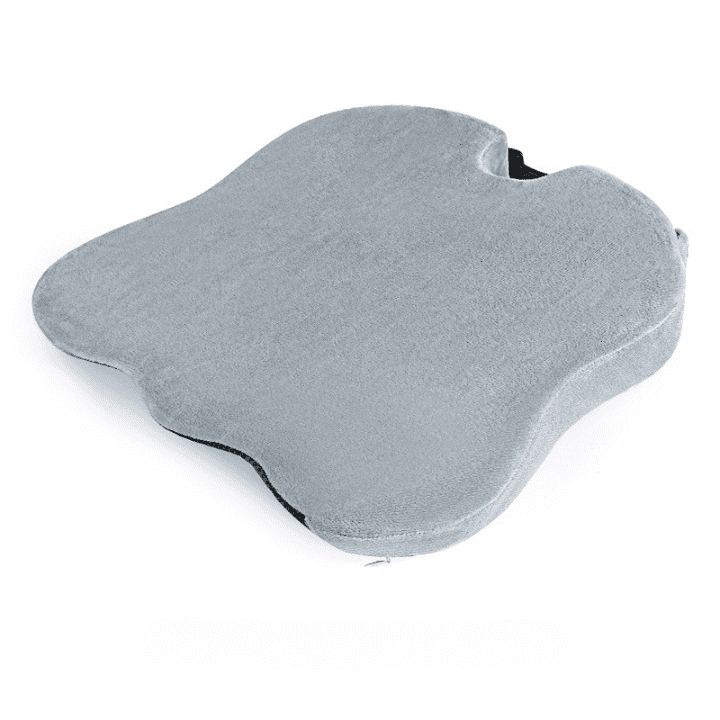 Perna ortopedica pentru sezut din spuma cu memorie 4D, QFC-047B Arvada ErgoSupport, forma U, dimensiuni 42x47x8x1cm, husa catifea si design ergonomic, husa gri