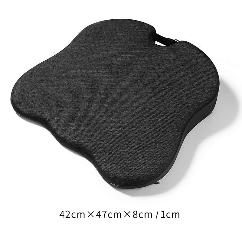 Perna ortopedica pentru sezut din spuma cu memorie 4D, QFC-047B Arvada ErgoSupport, forma U, dimensiuni 42x47x8x1cm, husa catifea si design ergonomic, husa neagra flannel