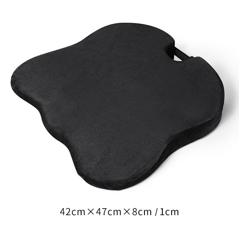Perna ortopedica pentru sezut din spuma cu memorie 4D, QFC-047B Arvada ErgoSupport, forma U, dimensiuni 42x47x8x1cm, husa catifea si design ergonomic, black diamond