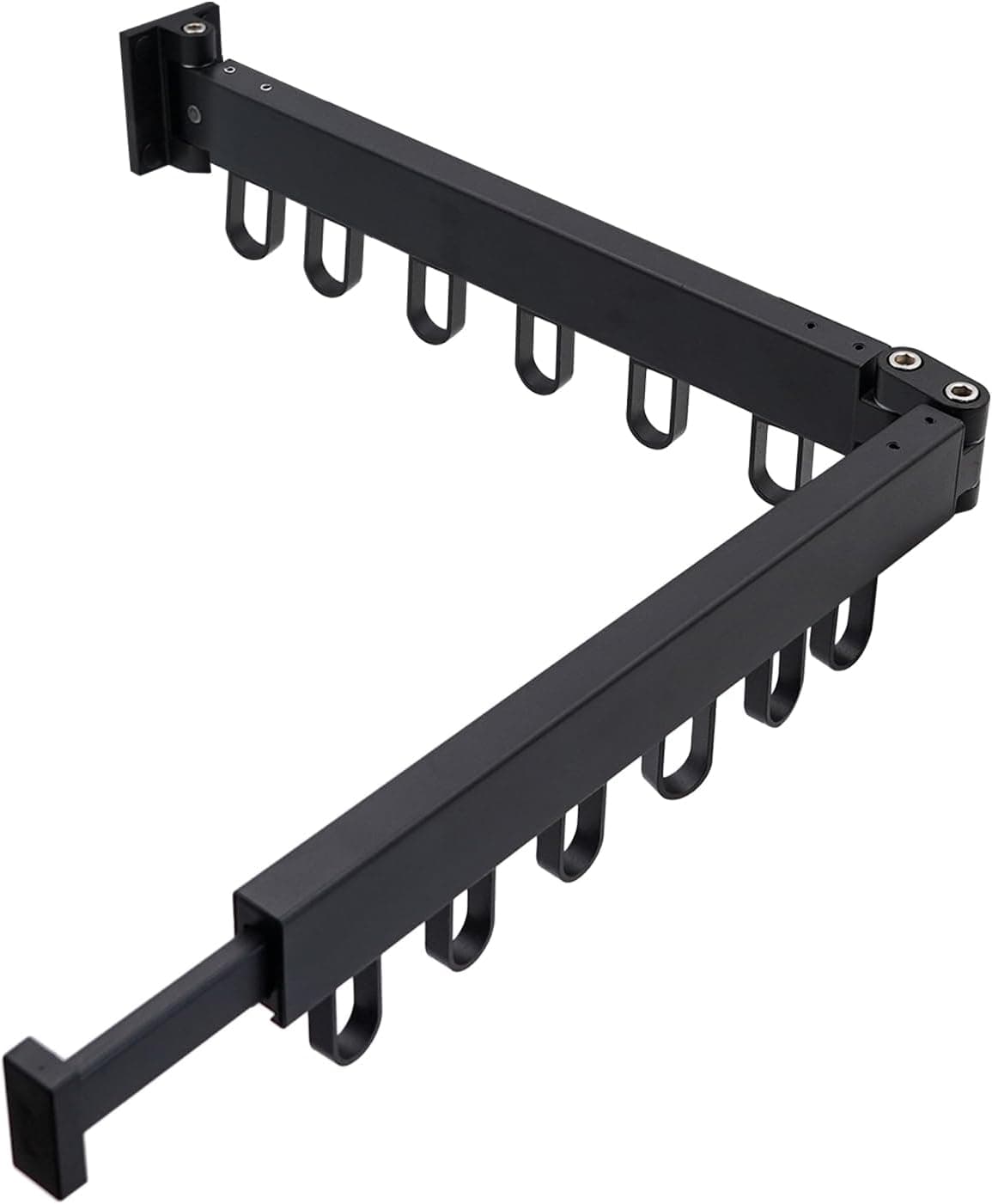 Suport de uscare montat pe perete Arvada® Signiature Helper 84cm, retractabil cu carlige, usor de instalat, capacitate mare de incarcare, pentru balcon/baie/dormitor, negru