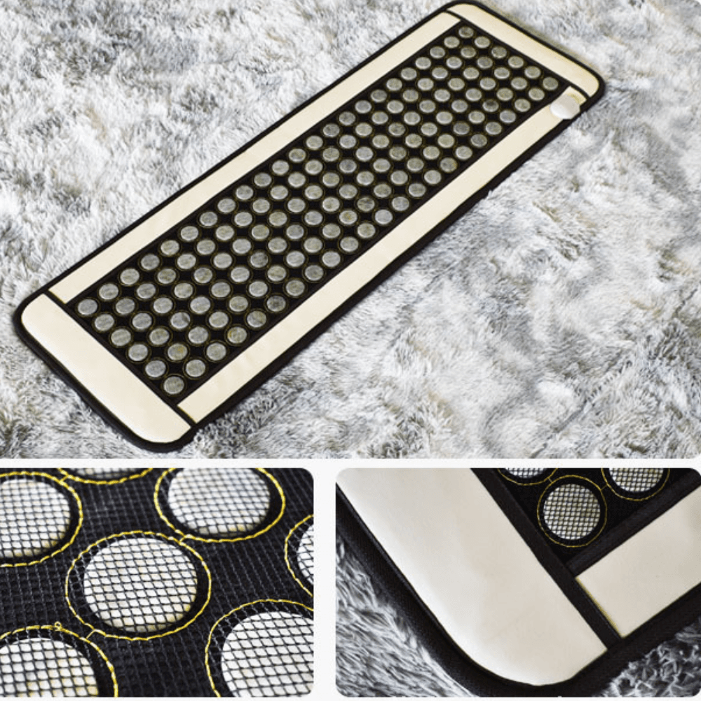 Saltea de jad cu pietre germanium cu incalzire turmalina Arvada® KingRelax, raze Infrarosii, temporizator caldura 50x150cm (stimulator personal cu caldura), 7 Jade mesh