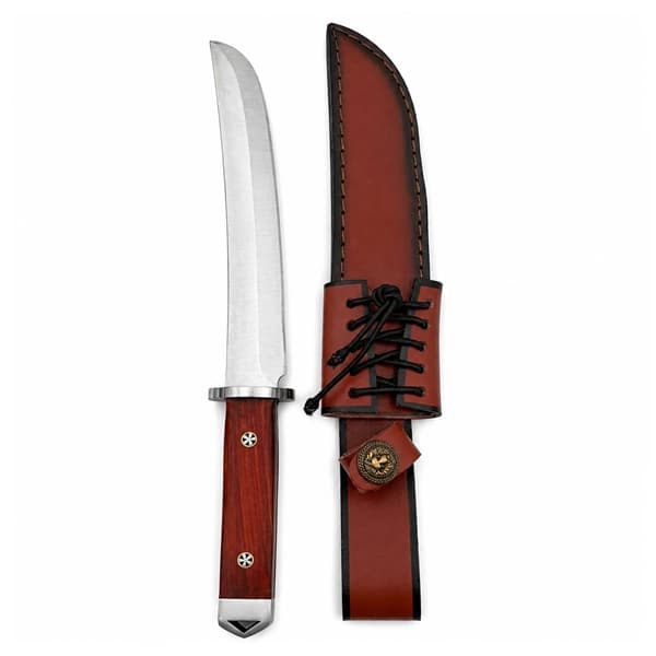Cutit de vanatoare, DEPOX®, teaca piele, maner lemn, 35 cm