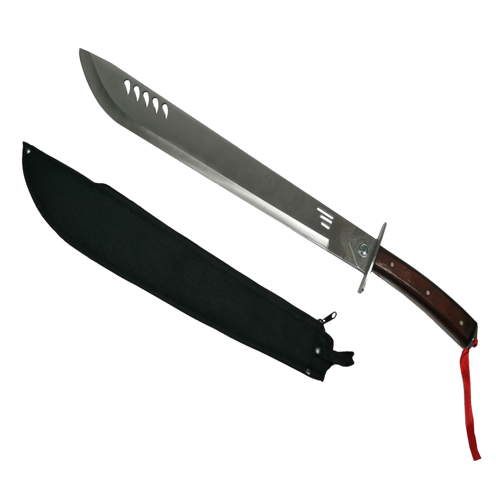 Sabie de vanatoare DEPOX®, Wrath Blade, maner lemn, 69 cm, teaca cadou