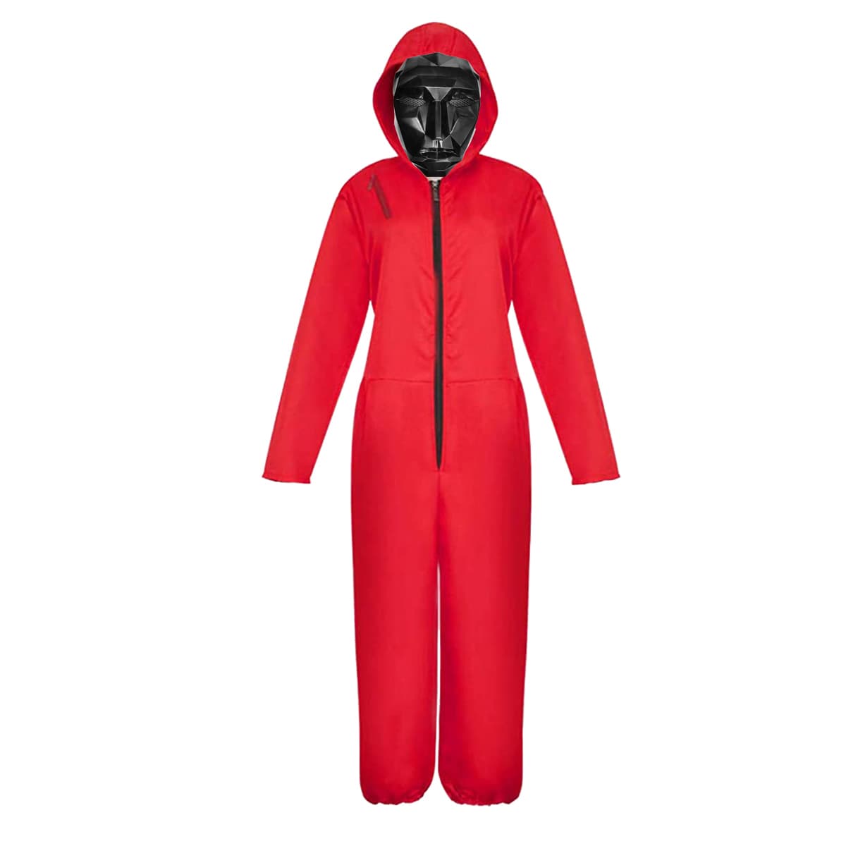 Costum pentru copii, Jocul Calamarului, Lider, rosu, masca inclusa, 7-9 ani, 120-130 cm