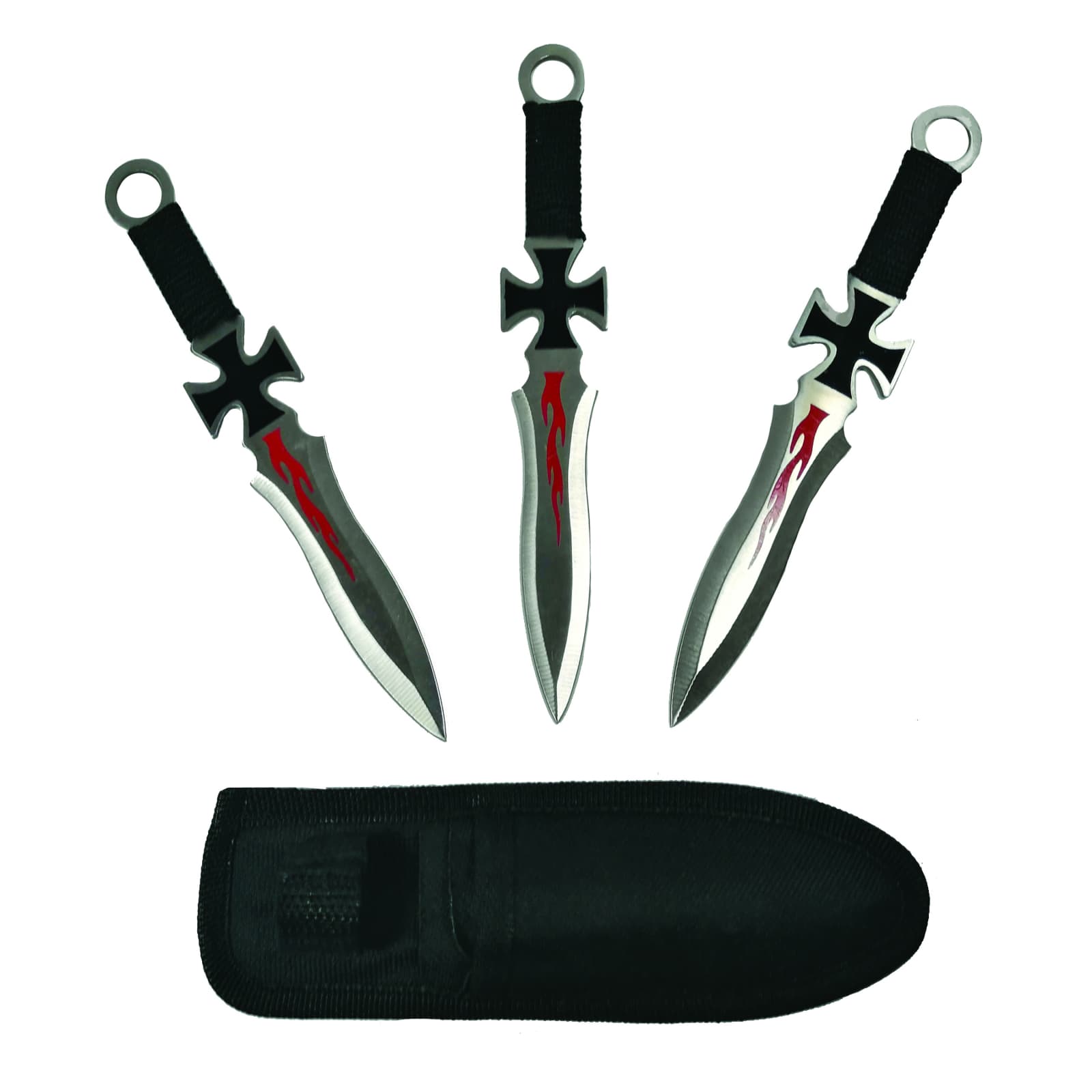 Set trei cutite de aruncat DEPOX®, Cross Fury, otel inoxidabil, 19 cm
