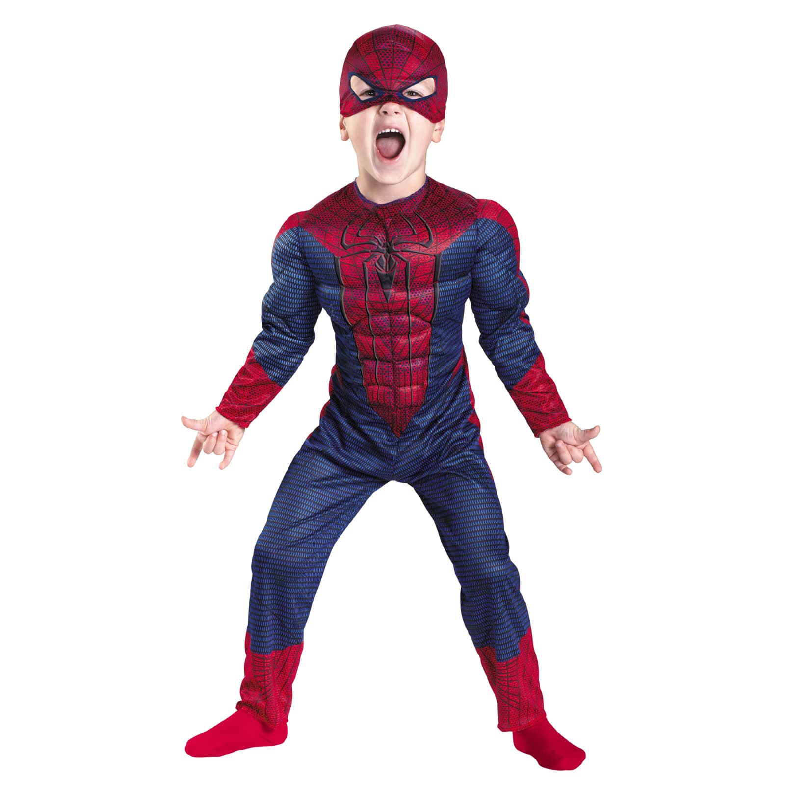 Costum Spiderman cu muschi pentru copii, rosu, 120-130 cm, 7-9 ani