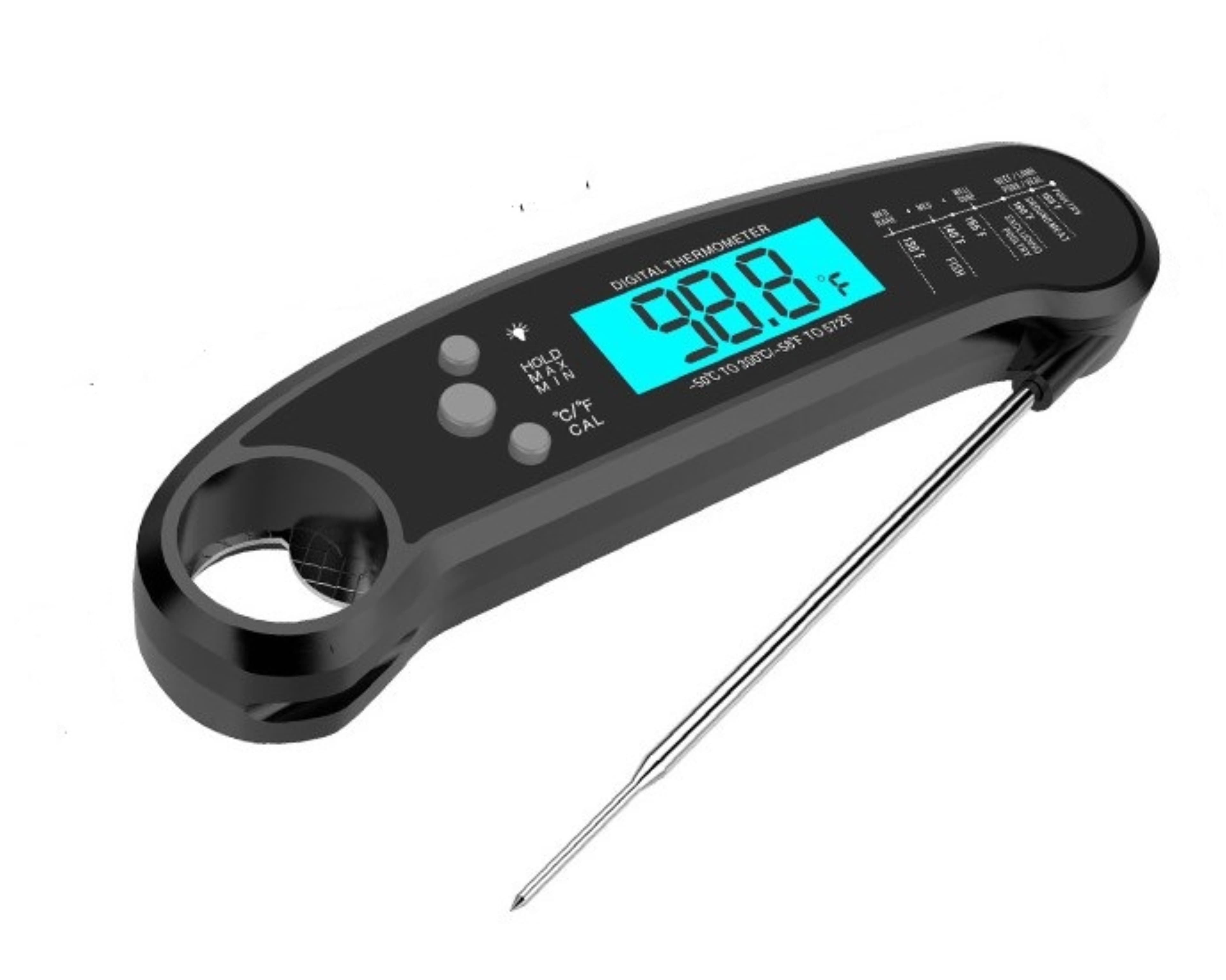 Termometru alimentar digital cu sonda insertie YOUKONG , interval de masurare -50°C - 300°C, negru