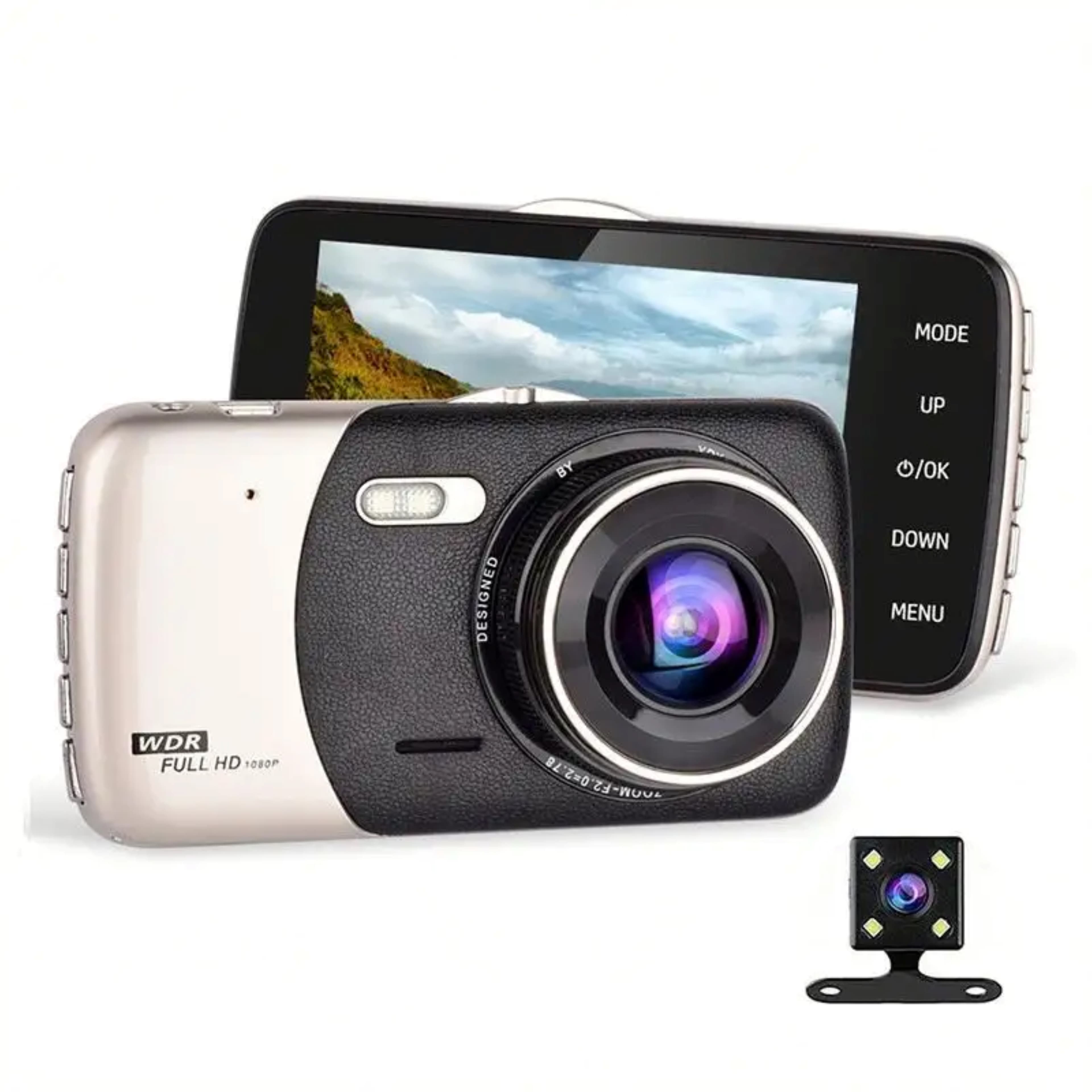 Camera auto DVR Kaiyuan T503 - Full HD, 2 Camere, rezolutie 1440P, Mod nocturn, Senzor G, Gri / Negru