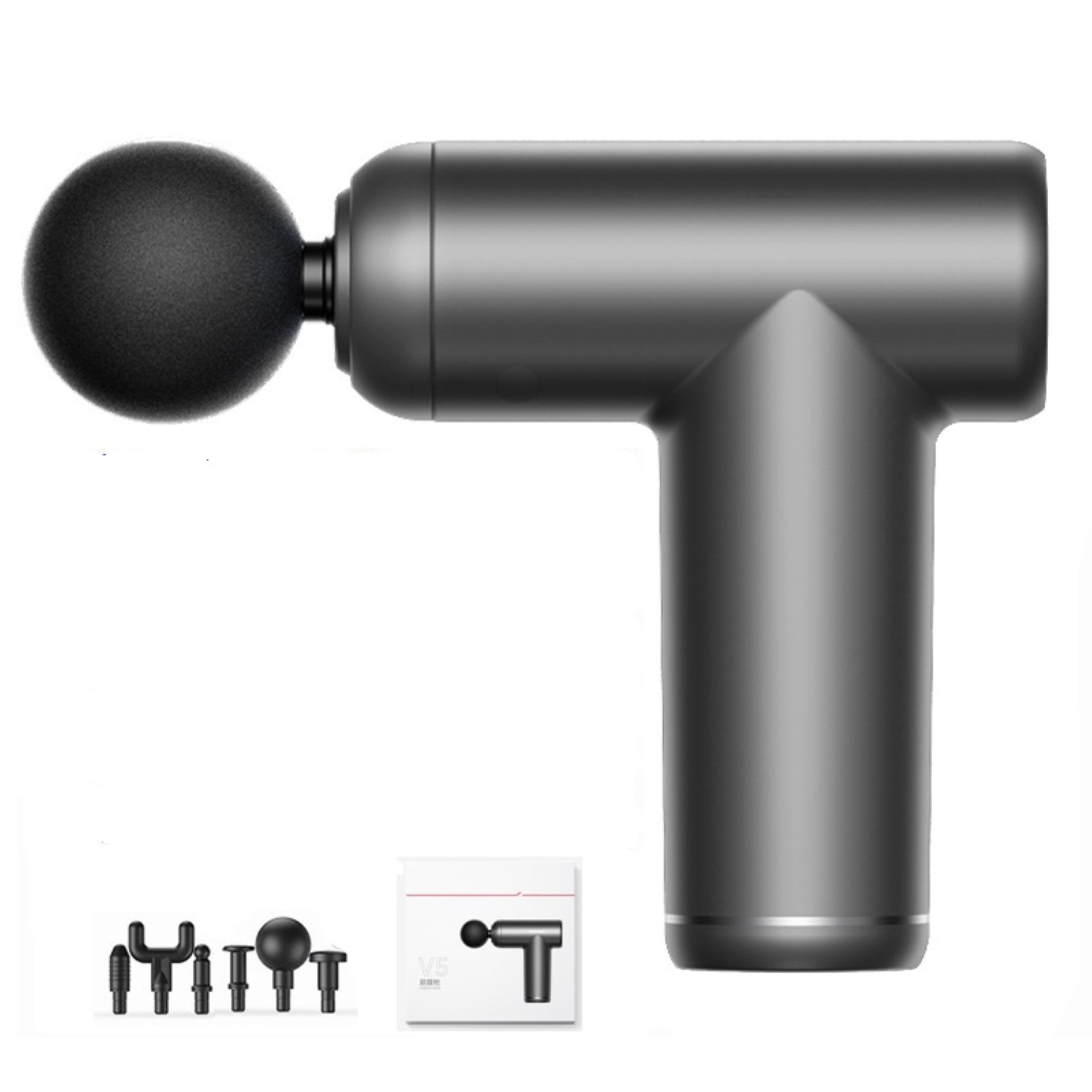 Mini aparat profesional pentru Masaj Tip Pistol  Konka , LCD Display Touch, 6 Viteze, 6 Capete, 1500Ah Baterie Reincarcabila, 18kw, Autonomie 4-6h,sistem racire, 3200 Percutii/Minut, Amplitudine 8mm, Fara Fir, Puternic, Silentios, Geanta Transport, negru