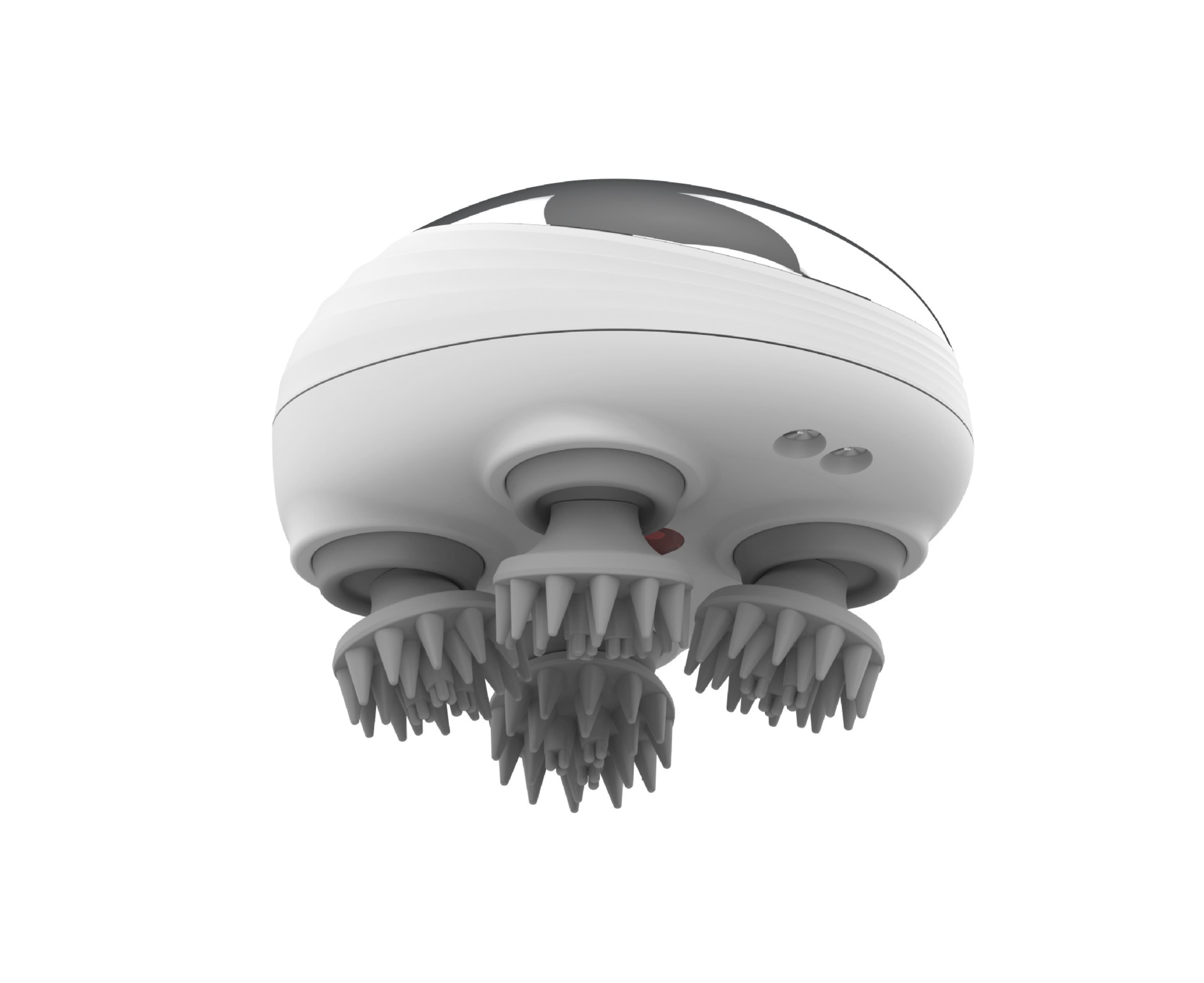 Aparat pentru masaj capilar, Kada, cu capete din silicon, rezistent la apa, 150mAh, 3 Viteze, IPX7,  Alb
