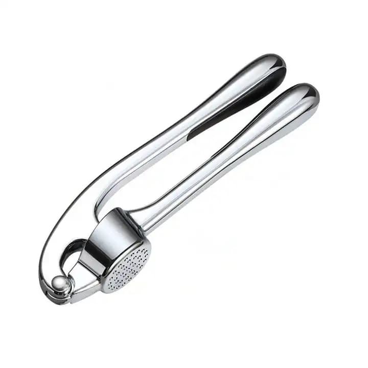 Presa de usturoi Boming din otel inoxidabil rezistent la rugina, cu maner ergonomic, usor de curatat , eficacitate mare, argintiu/negru