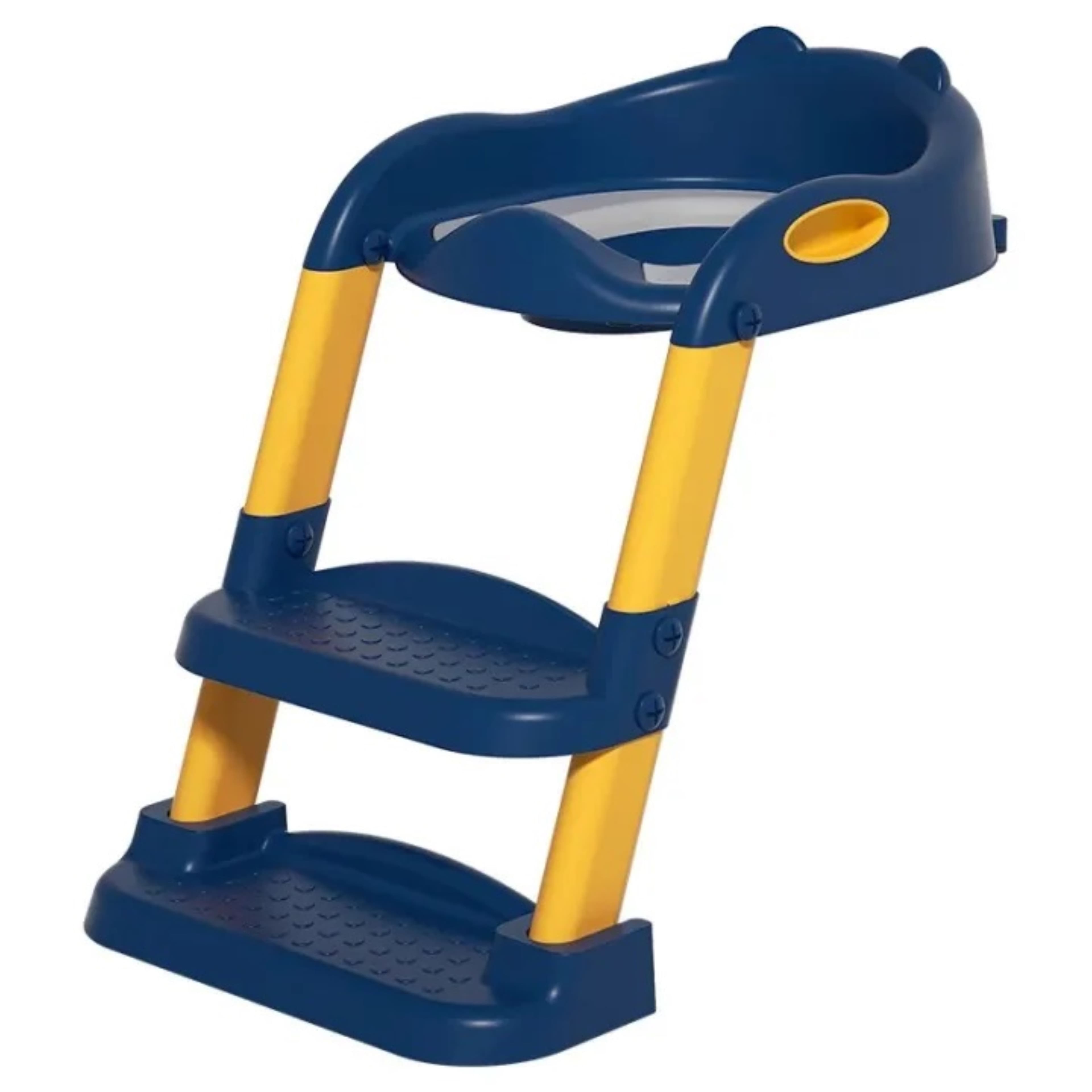 Reductor WC cu Scara SUMMER BABY , antiderapant, pentru copii cu varsta pana la 10 ani, protectie impotriva stropilor, pliabil, 2 trepte, reglabil pe inaltime, 38 x 40 x 47 cm, manere de sustinere, Albastru / Galben