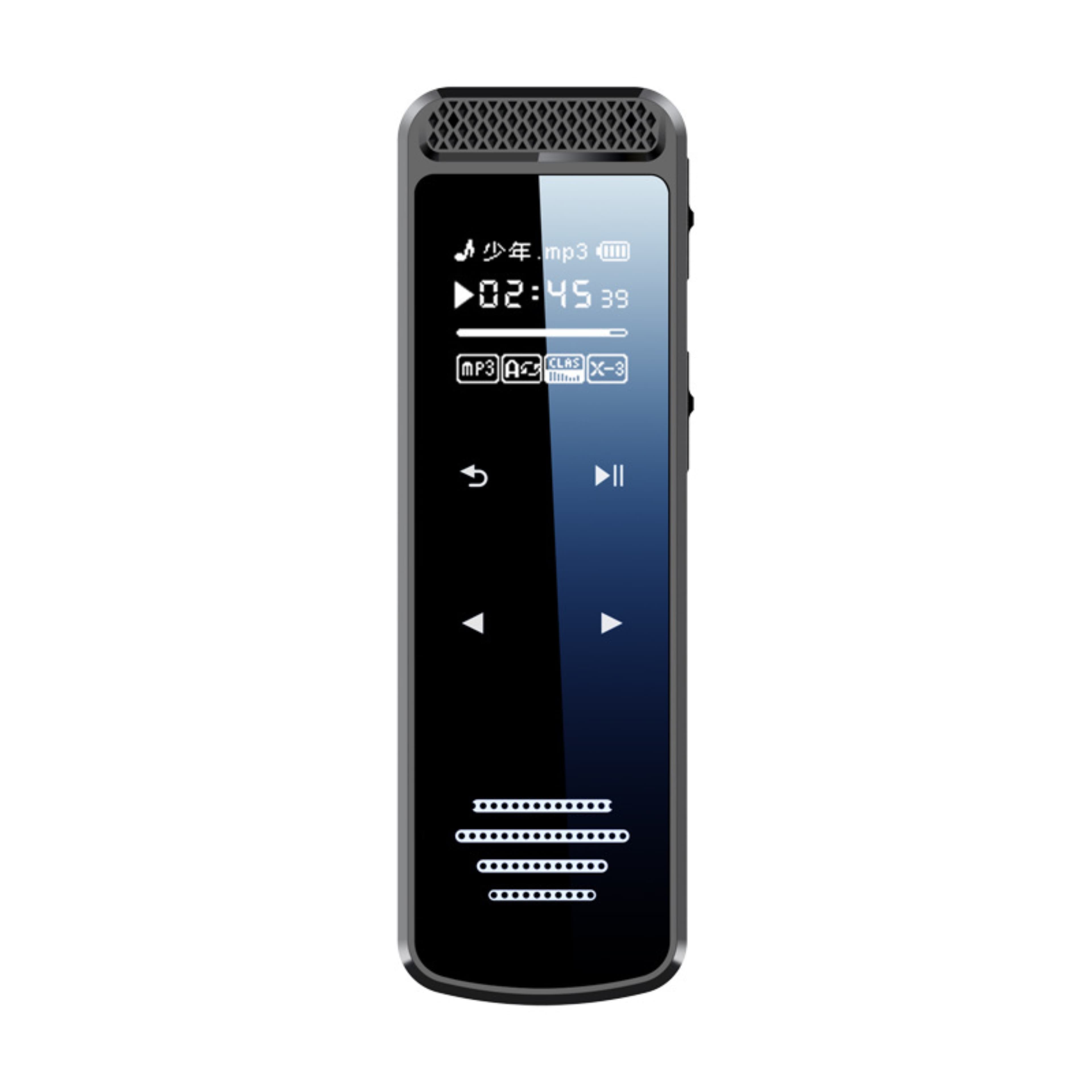 Reportofon cu activare vocala multifunctional, Recman Q55, Cu memorie de 16GB, Usor de transportat, Functia de inregistrare cu temporizator, Pentru prelegeri, discursuri, interviuri, intalniri, discutii in grup, Aliaj de zinc, 8.5x2.7x1.1cm, Negru